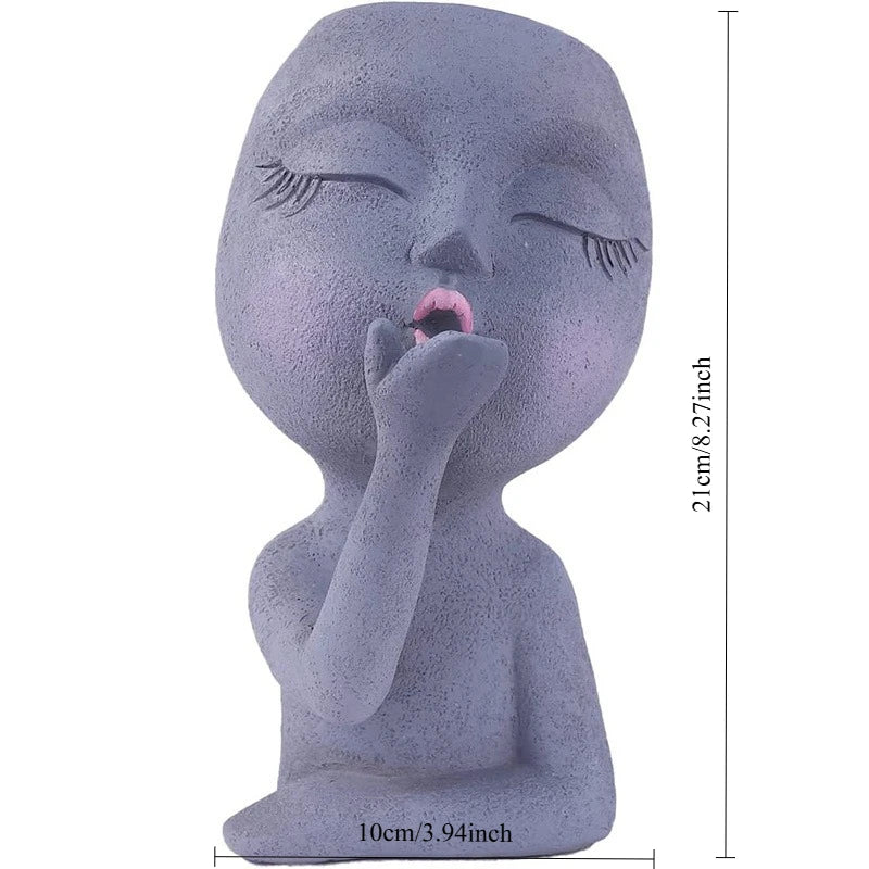 Creative Doll Resin Flower Pot Human Head Succulent Planter