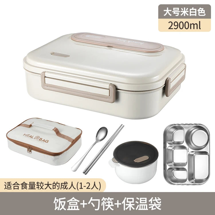 Stainless Steel Kids Lunch Box Compartment Bento Container Insulated Food Storage with Bag for School