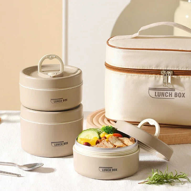 304 Stainless Steel Insulated Lunch Box Stackable Leakproof Bento Container Microwave Safe Food Storage