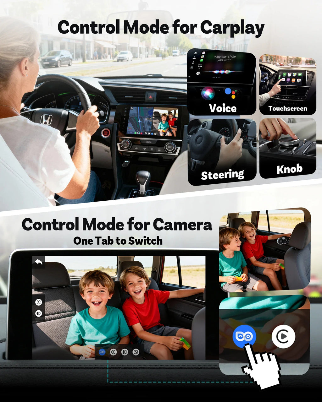 Ottocast Cabin Care Wireless CarPlay Baby Camera 1080P HD Backseat Monitor with Night Vision