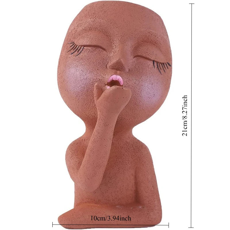 Creative Doll Resin Flower Pot Human Head Succulent Planter