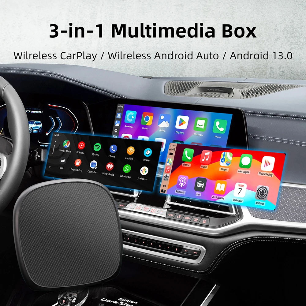 Premium 2-in-1 Wireless CarPlay & Android Auto Adapter – Plug & Play Smart USB Dongle for Seamless In-Car Connectivity