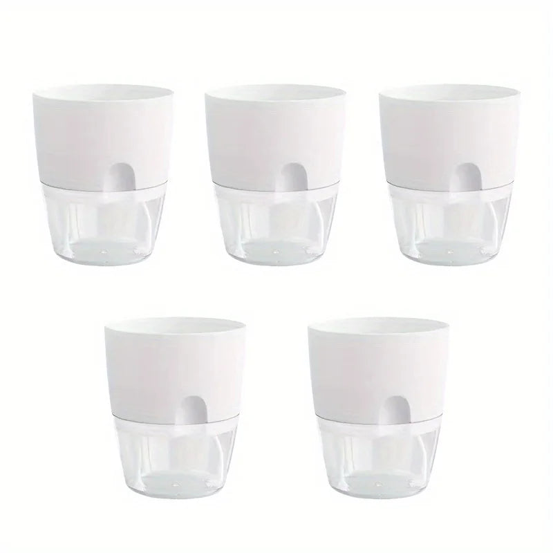 Self-Watering Plant Pots Set (5 or 10 Pack) – Double-Layer Hydroponic Flower & Succulent Planters for Home & Office Décor