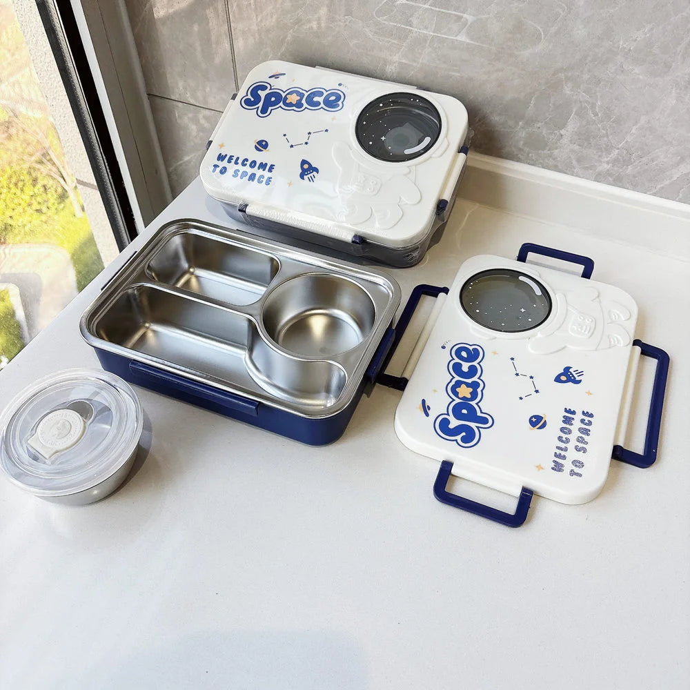 Food-grade stainless steel lunch box, student compartment plate, kids insulated bento box, kindergarten plate