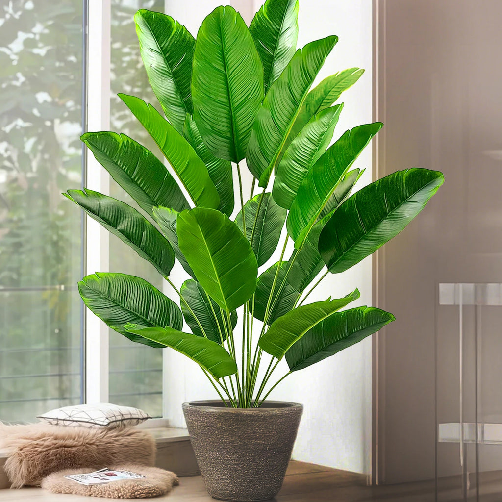 Large Artificial Tropical Palm Tree Banana Plant Real Touch Strelitzia Reginae Fake Plant for Home Garden Decor
