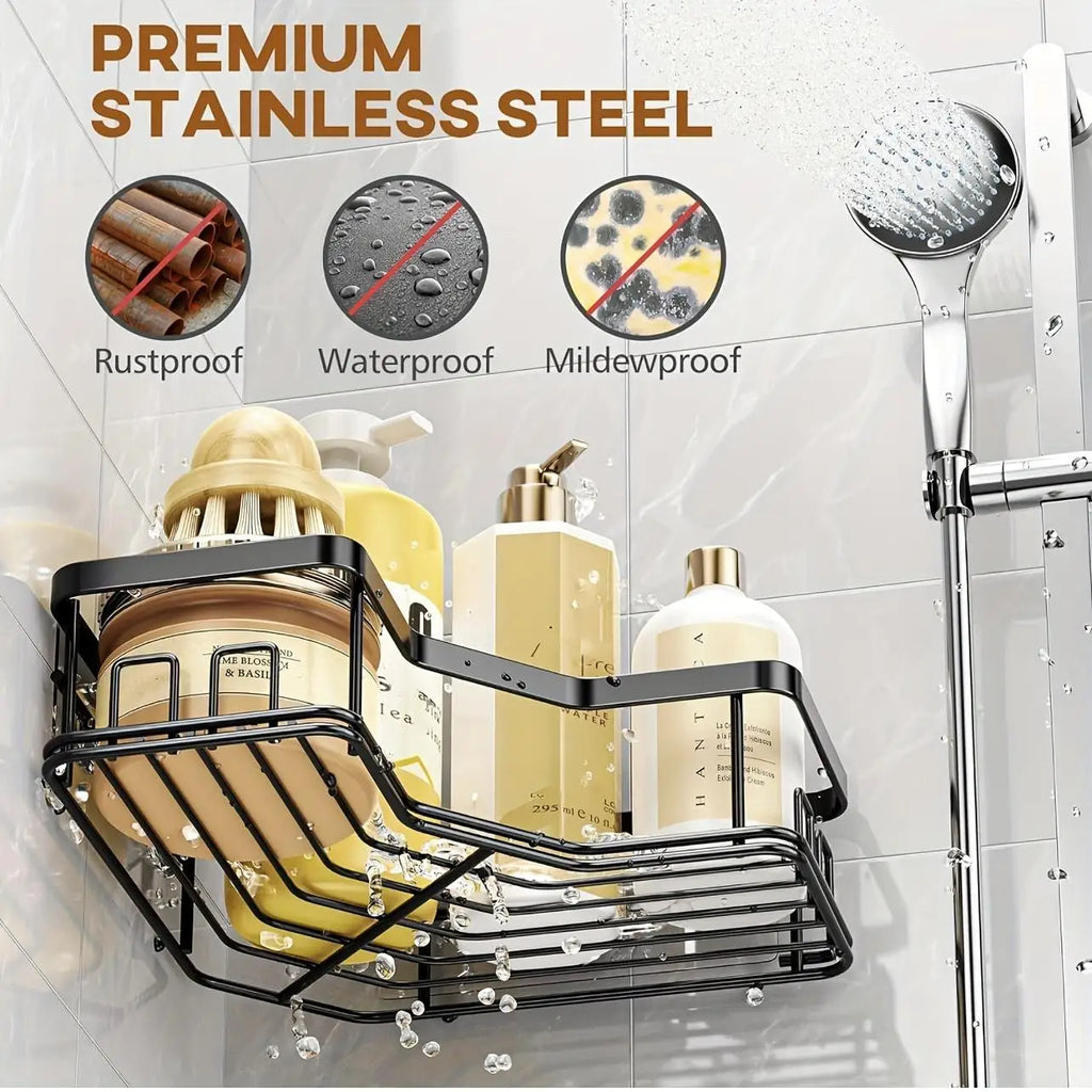 Premium Adhesive Shower Caddy Organizer Set 3 Pack / 5 Pack Rustproof Stainless Steel Bathroom Storage Shelf