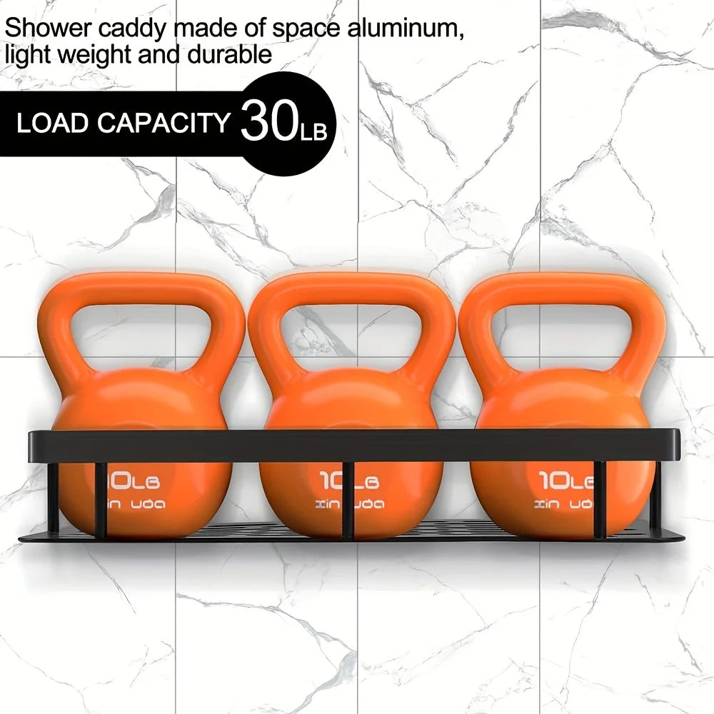 Wall Mounted Shower Rack Large Capacity No Drilling for Bathroom Kitchen Space Saving Easy Install Store Toiletries Cosmetics