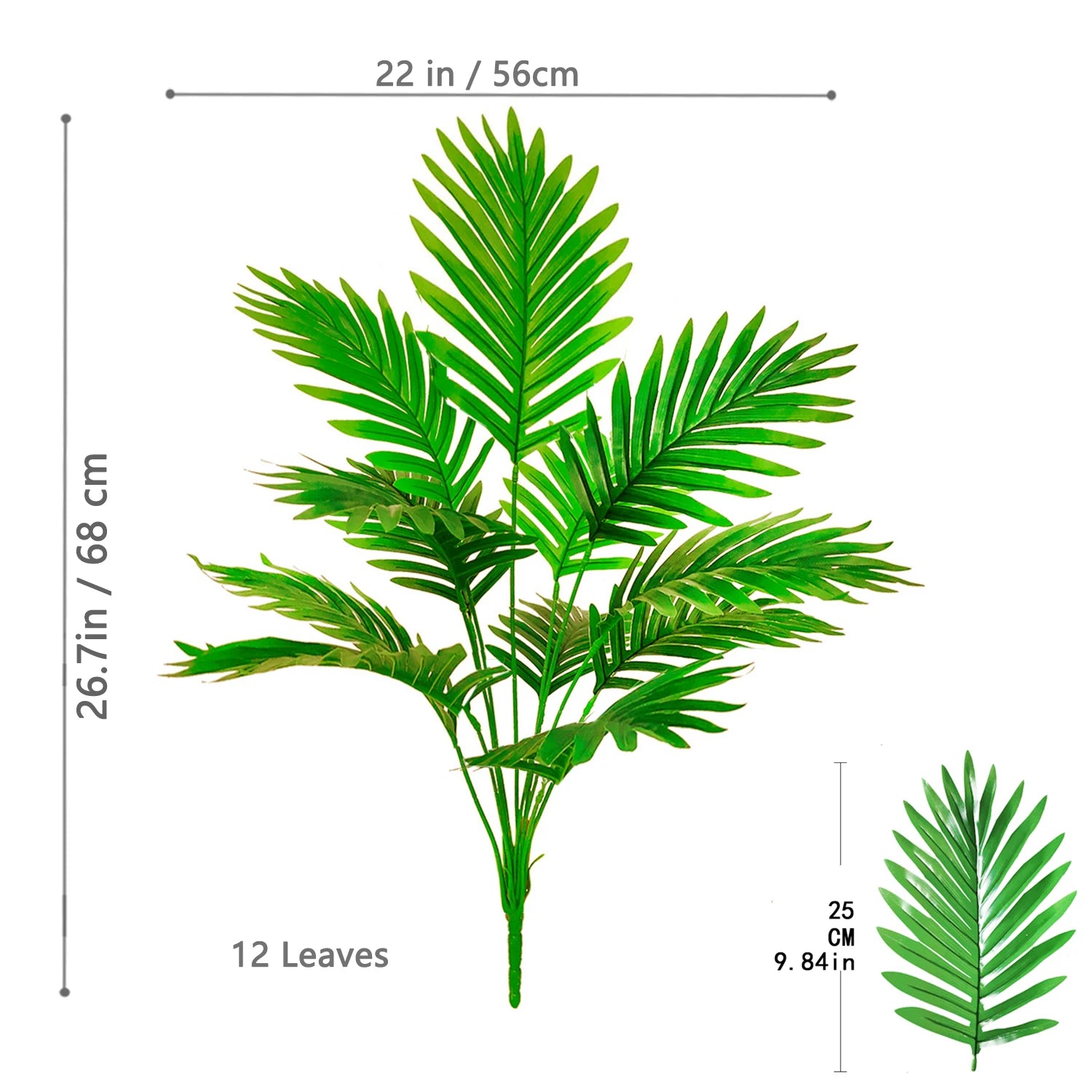 Artificial Palm Tree Decorative Leaves Tropical Fake Plant for Home and Garden Decoration