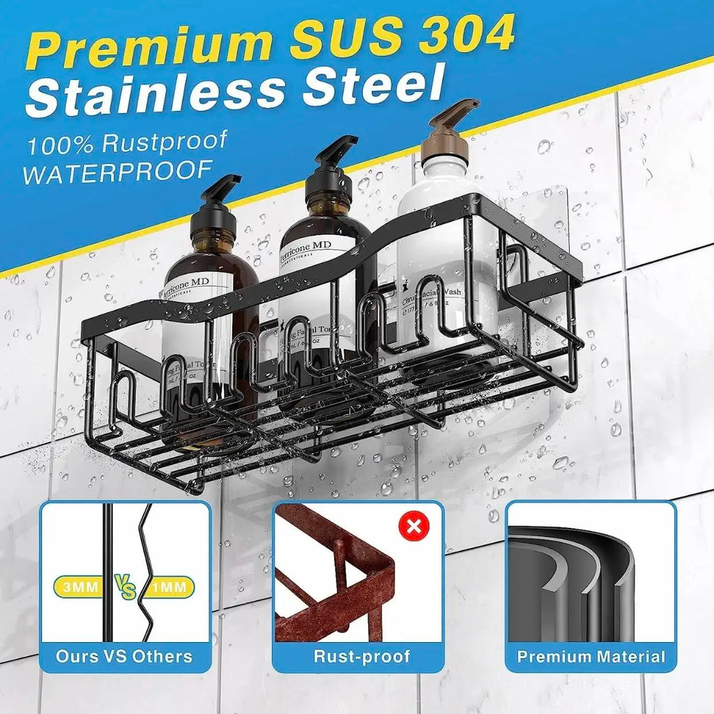 Premium Adhesive Shower Caddy Organizer Set 3 Pack / 5 Pack Rustproof Stainless Steel Bathroom Storage Shelf