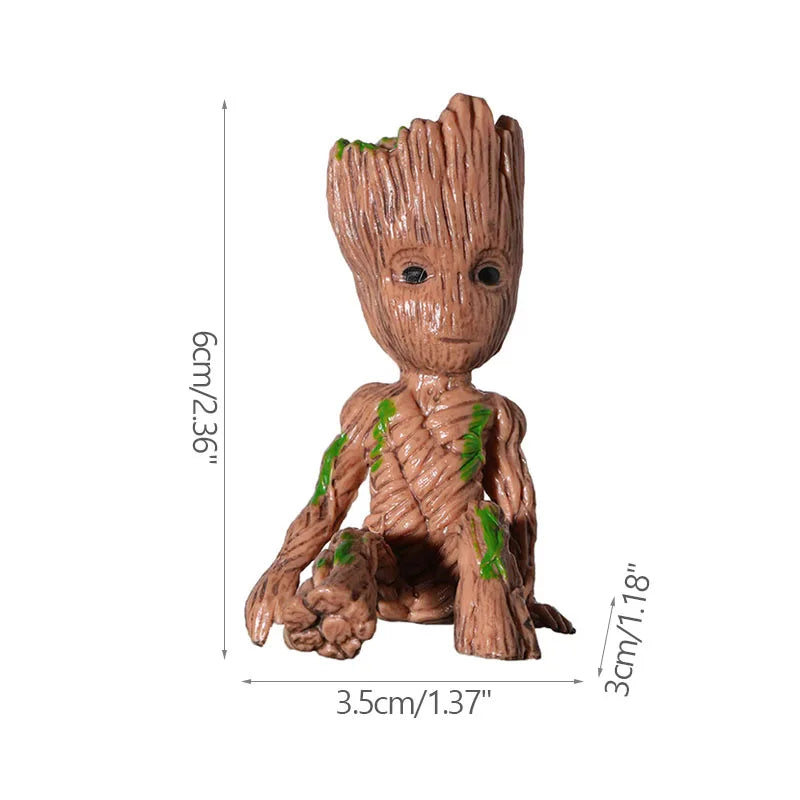 Mini Groot Figurine Home Decor Cartoon Tree Man Desk Ornament Creative Plant Holder Gift