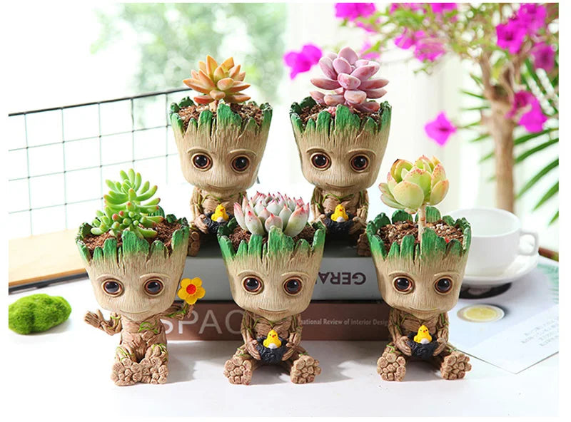 Mini Groot Figurine Home Decor Cartoon Tree Man Desk Ornament Creative Plant Holder Gift