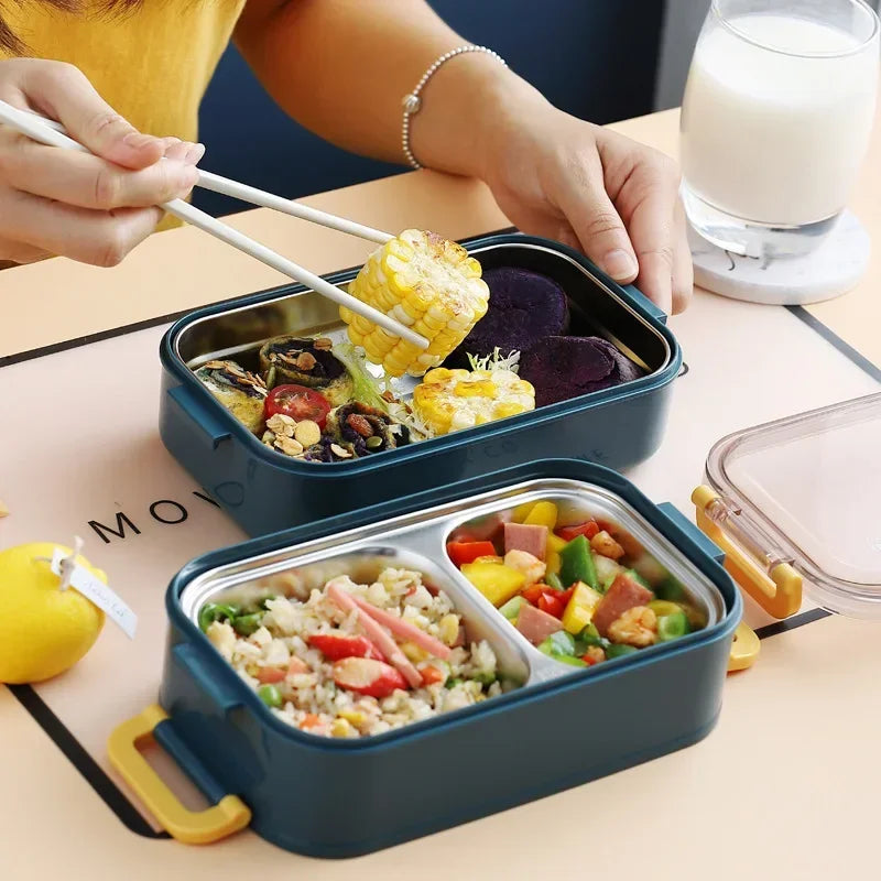 304 Stainless Steel Thermal Lunch Box Single Double Layer Bento Food Container Leakproof Office School Use