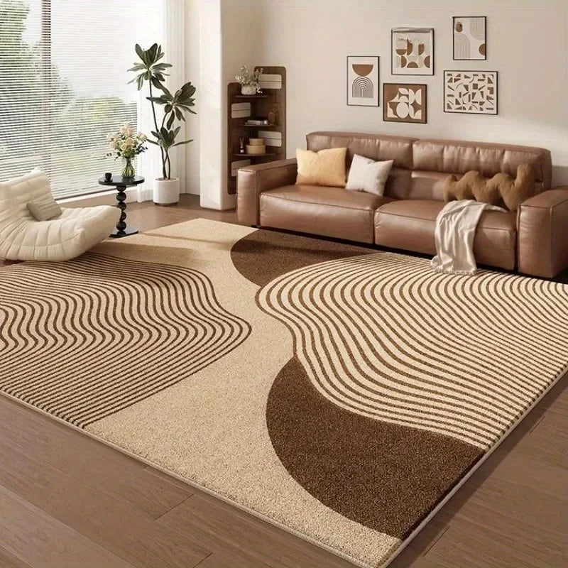 Cream Style Living Room Carpet Soft Modern Geometric Rug Non Slip Easy Clean Bedroom Office Floor Mat