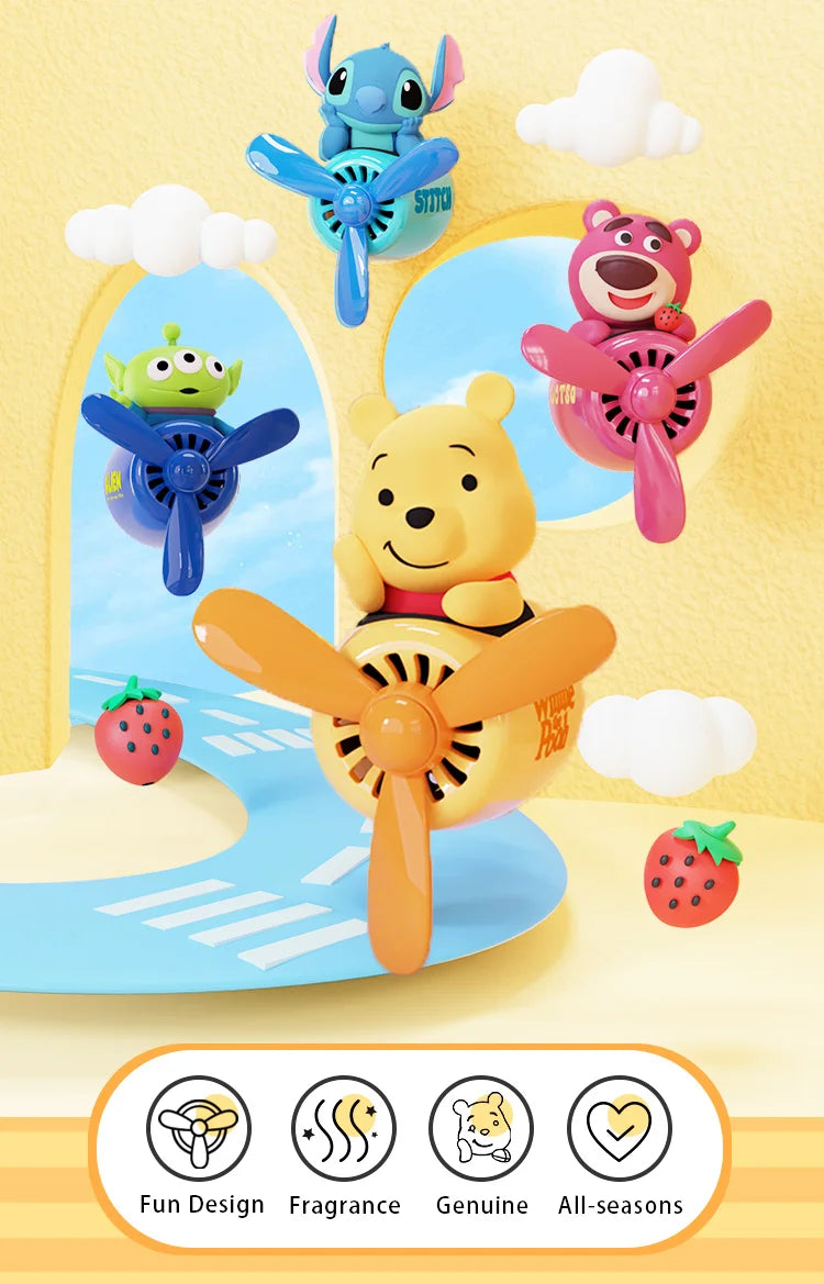 Winnie the Pooh Pilot Car Air Freshener Cute Cartoon Vent Clip Fragrance Diffuser Interior Decoration