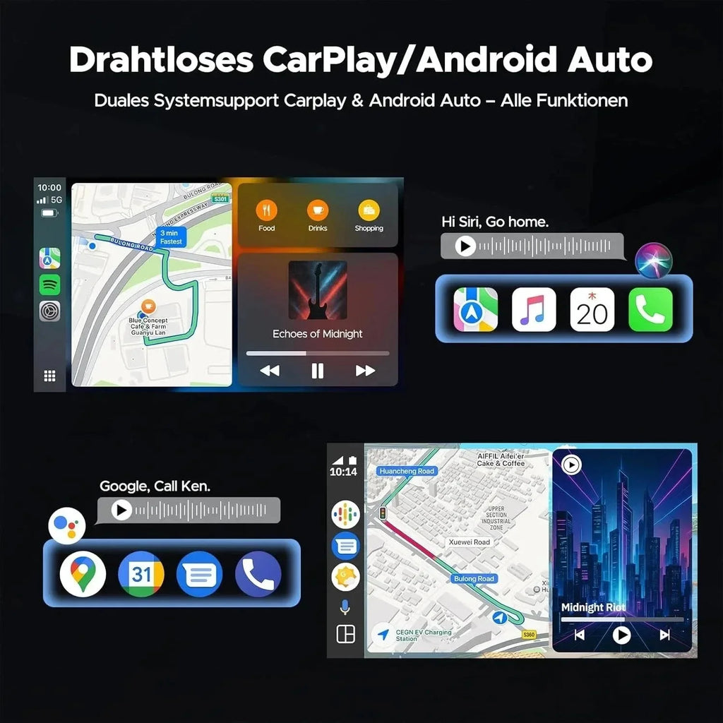 Ottocast AI 11.4 Inch Wireless CarPlay Screen Android 15 Smart Car Display with GPS and Split Screen
