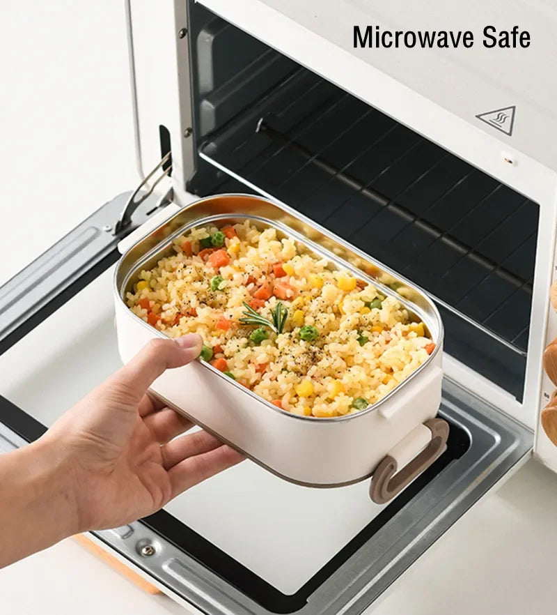 1500ml Double Layer Stainless Steel Thermal Lunch Box Leak Proof Bento Food Container with Insulated Carry Bag for Adults and Students
