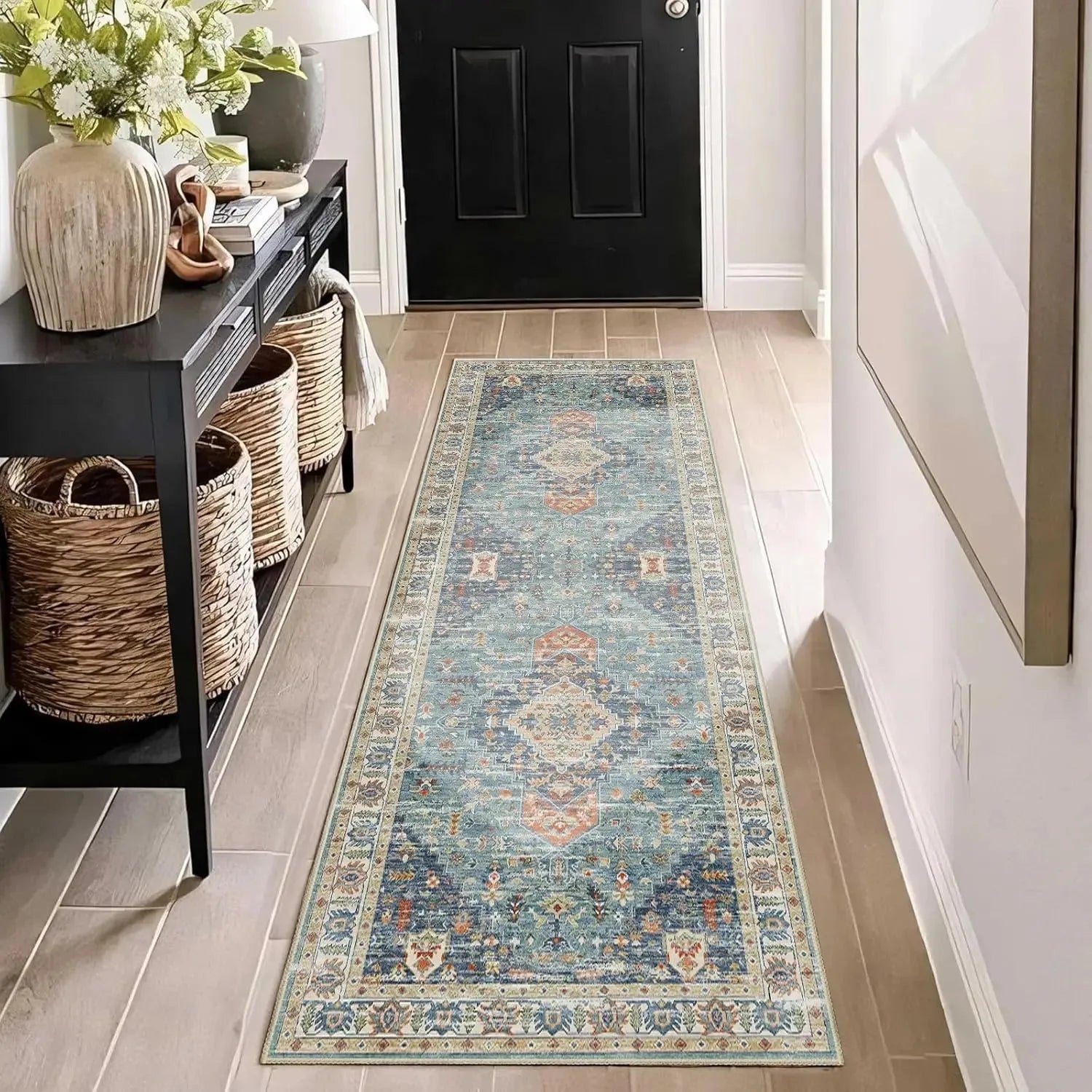 Vintage Bohemian Rug Stain Resistant Non Slip Bedroom Bedside Hallway Entrance Carpet Home Decor