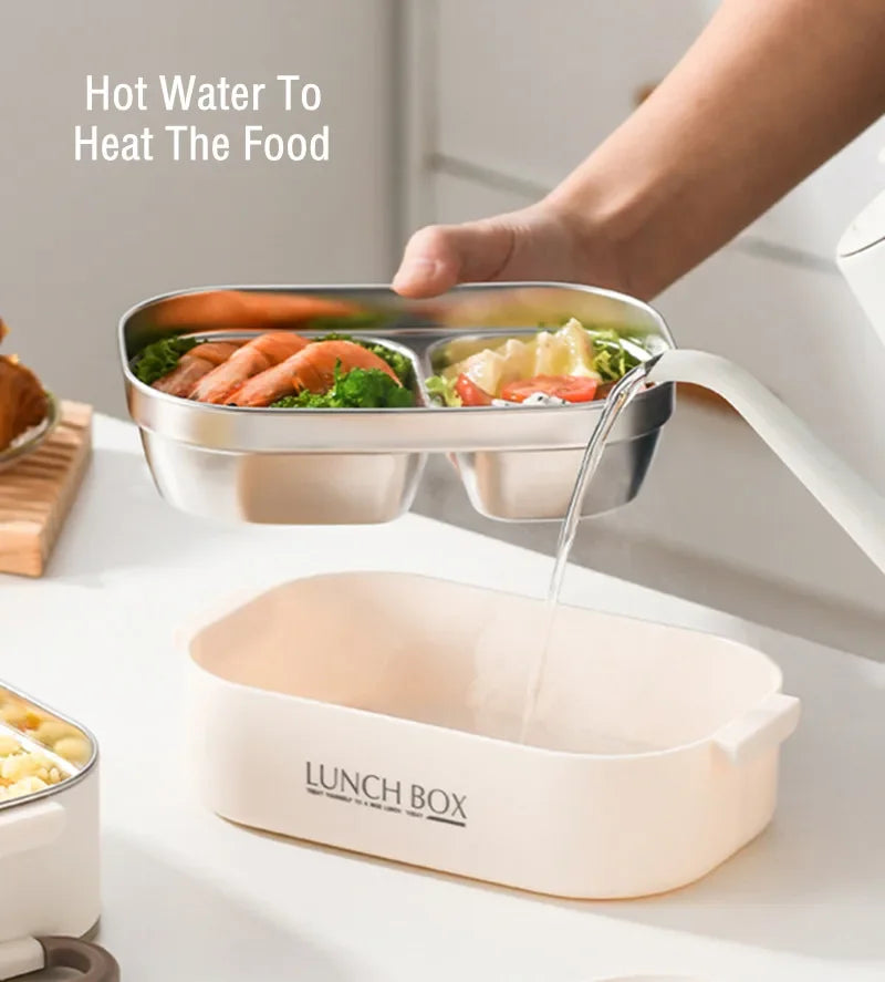 1500ml Double Layer Stainless Steel Thermal Lunch Box Leak Proof Bento Food Container with Insulated Carry Bag for Adults and Students
