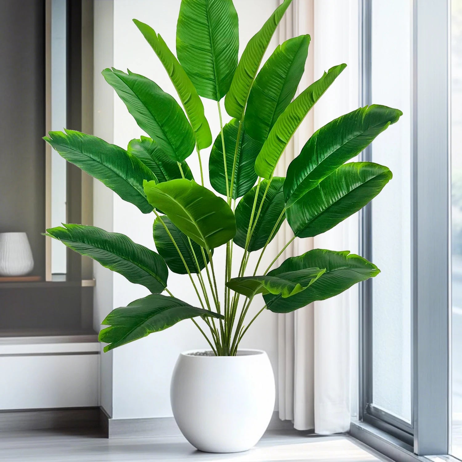 Large Artificial Tropical Palm Tree Banana Plant Real Touch Strelitzia Reginae Fake Plant for Home Garden Decor