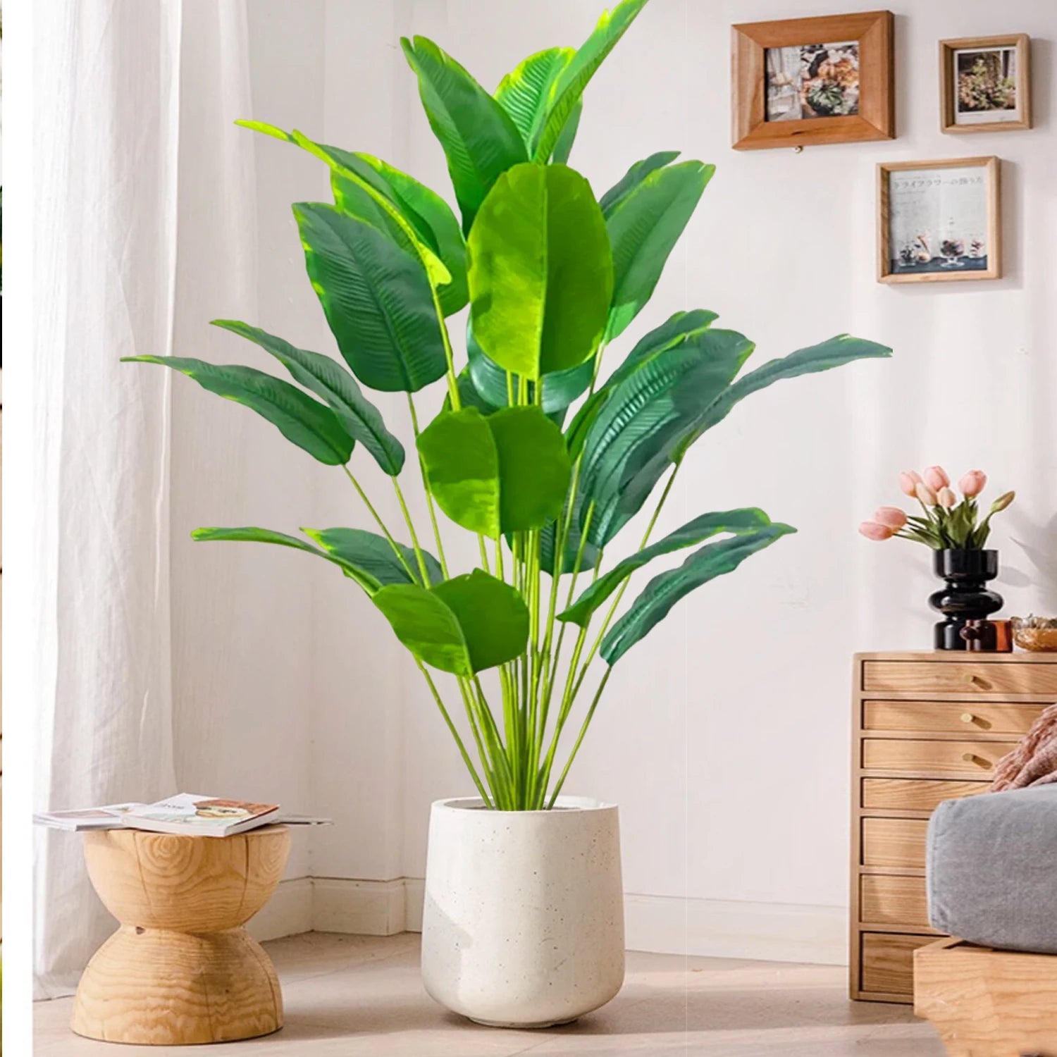 Large Artificial Tropical Palm Tree Banana Plant Real Touch Strelitzia Reginae Fake Plant for Home Garden Decor