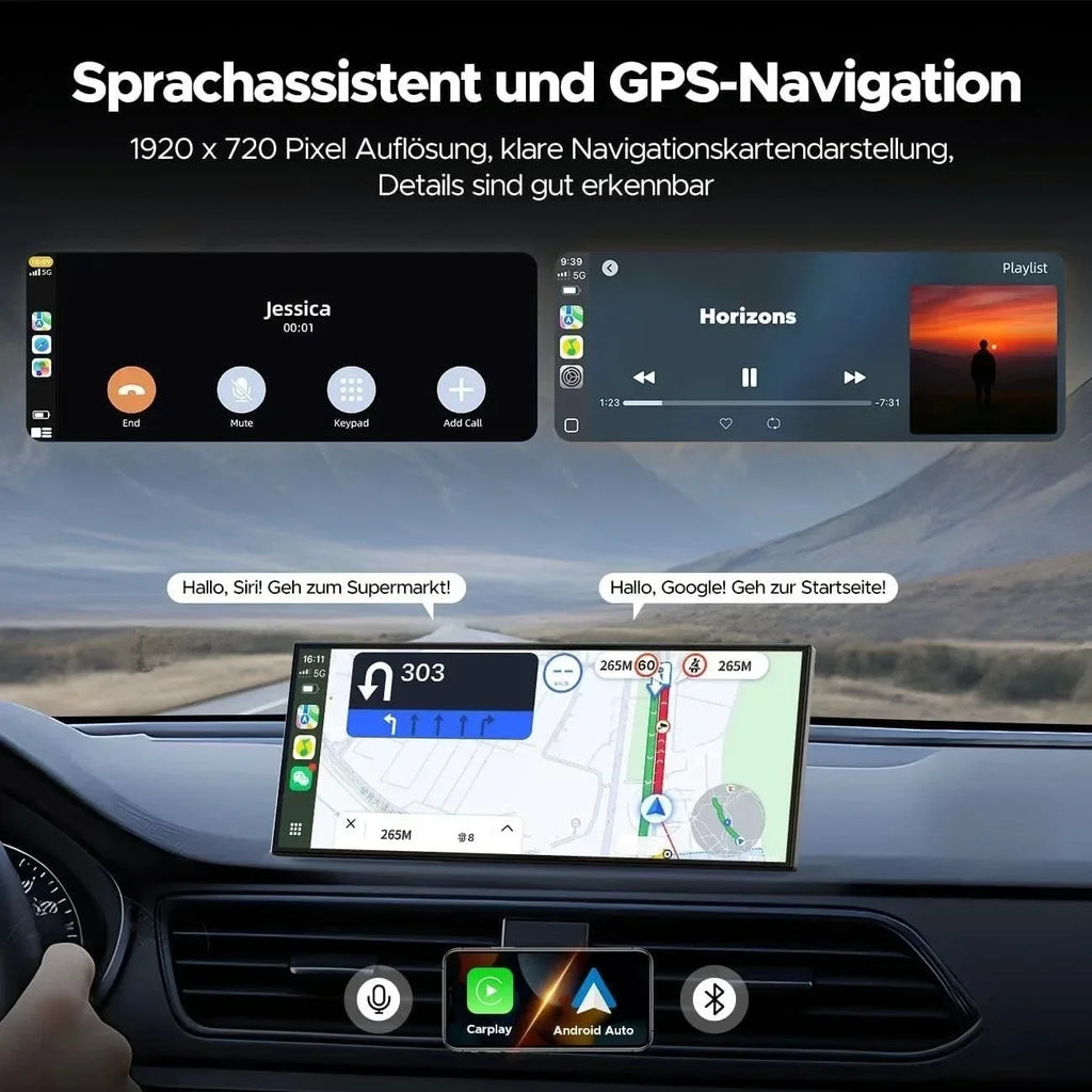 Ottocast AI 11.4 Inch Wireless CarPlay Screen Android 15 Smart Car Display with GPS and Split Screen