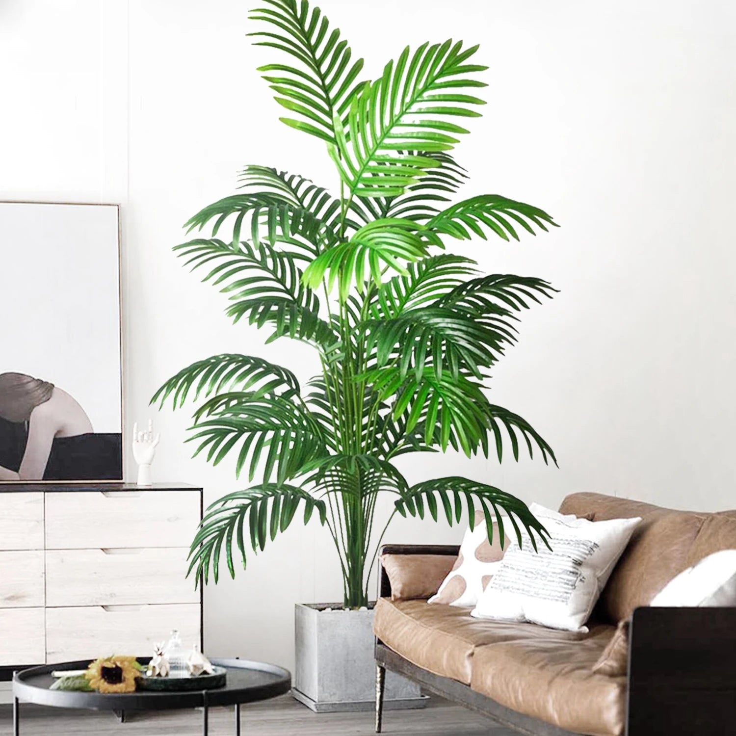 Artificial Palm Tree Decorative Leaves Tropical Fake Plant for Home and Garden Decoration