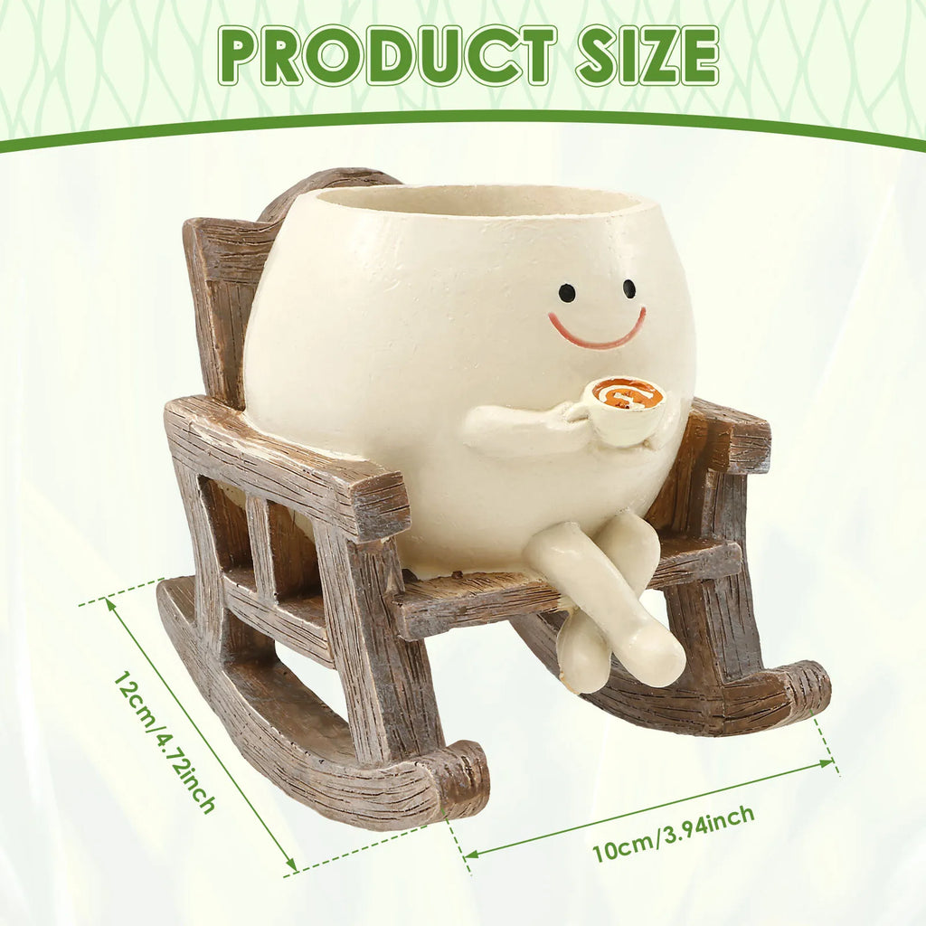 Smile Face Planter for Indoor Plant Rocking Chair Plant Pot with Drainage Hole Funny Small Pot for Indoor Outdoor Home Decor New