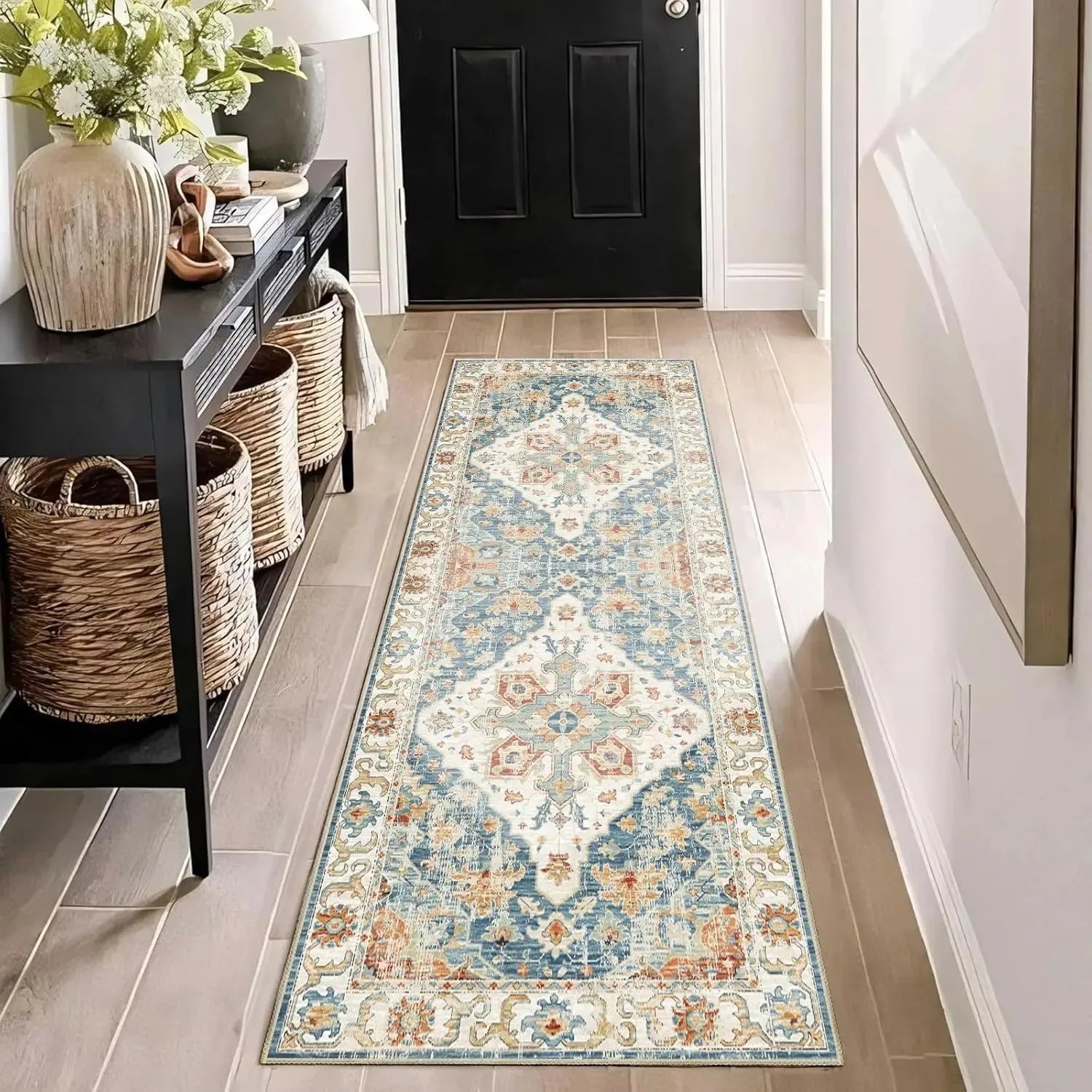 Vintage Bohemian Rug Stain Resistant Non Slip Bedroom Bedside Hallway Entrance Carpet Home Decor