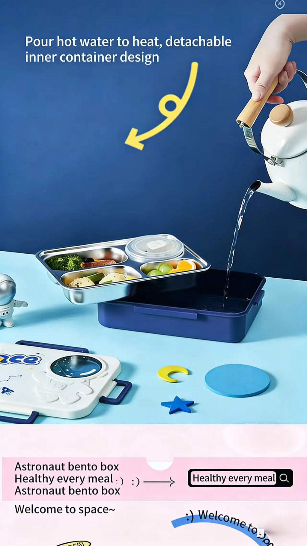 Food-grade stainless steel lunch box, student compartment plate, kids insulated bento box, kindergarten plate