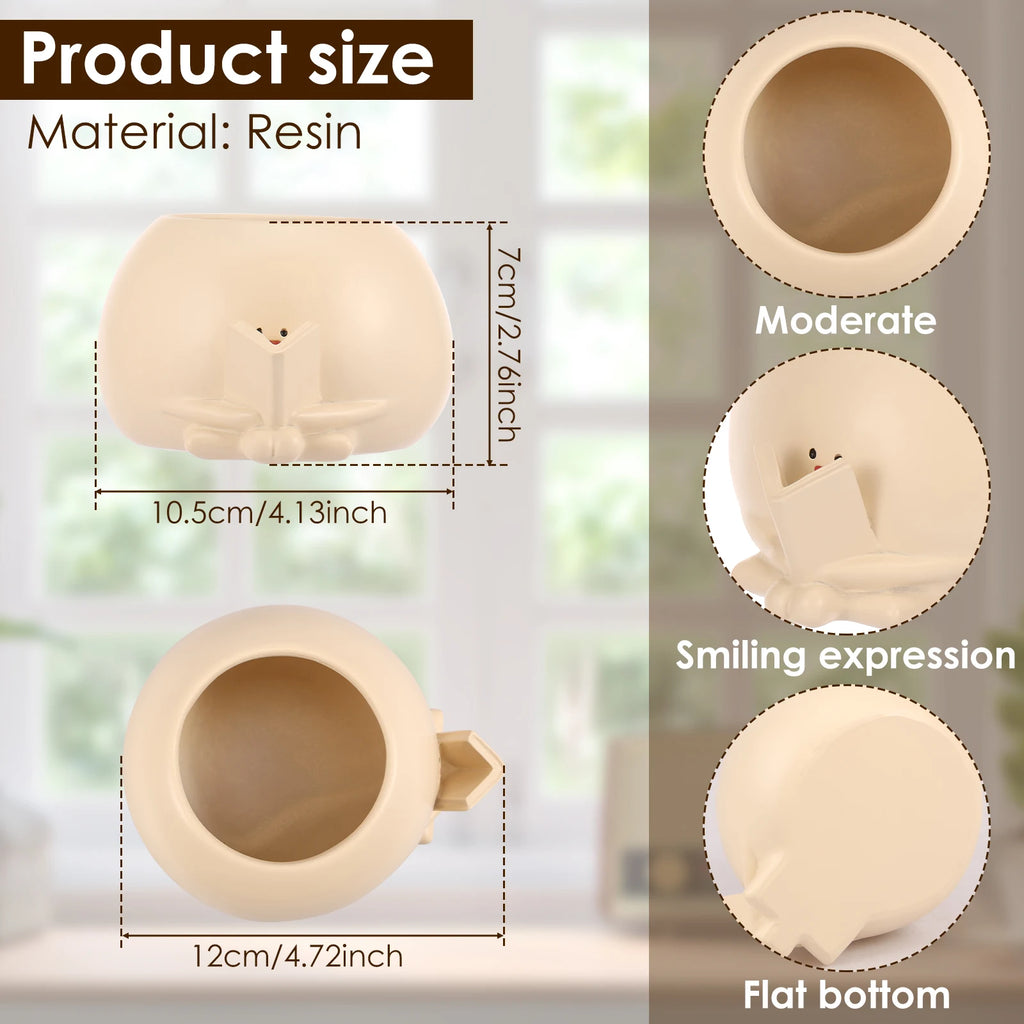 Smile Face Planter for Indoor Plant Rocking Chair Plant Pot with Drainage Hole Funny Small Pot for Indoor Outdoor Home Decor New