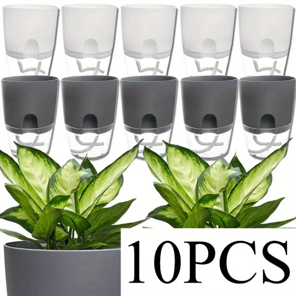 Self-Watering Plant Pots Set (5 or 10 Pack) – Double-Layer Hydroponic Flower & Succulent Planters for Home & Office Décor