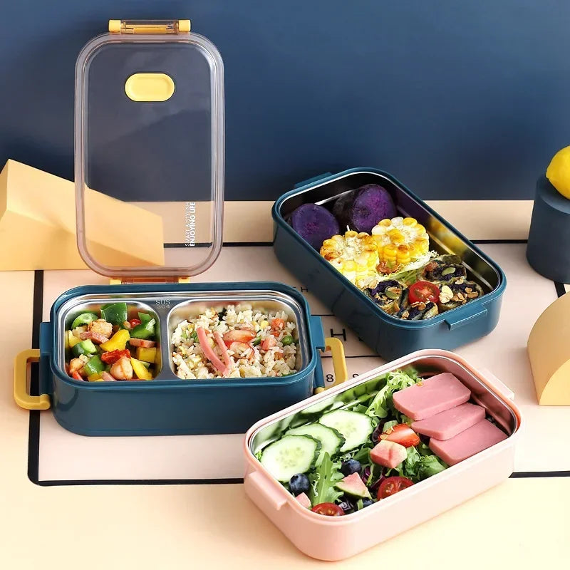 304 Stainless Steel Thermal Lunch Box Single Double Layer Bento Food Container Leakproof Office School Use