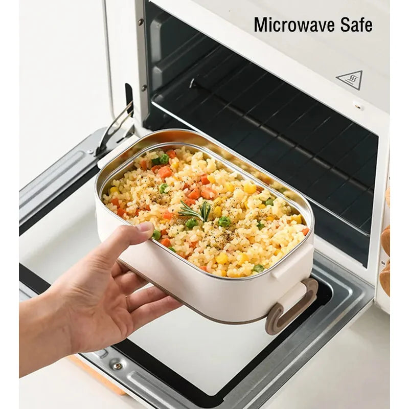 1500ml Double Layer Stainless Steel Thermal Lunch Box Leak Proof Bento Food Container with Insulated Carry Bag for Adults and Students