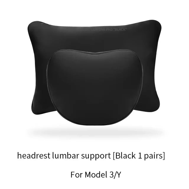 For Tesla Model 3 Y Car Neck Pillow Protective Lumbar Back Support Flocking High-Quality Headrest Lumbar Car Accessories