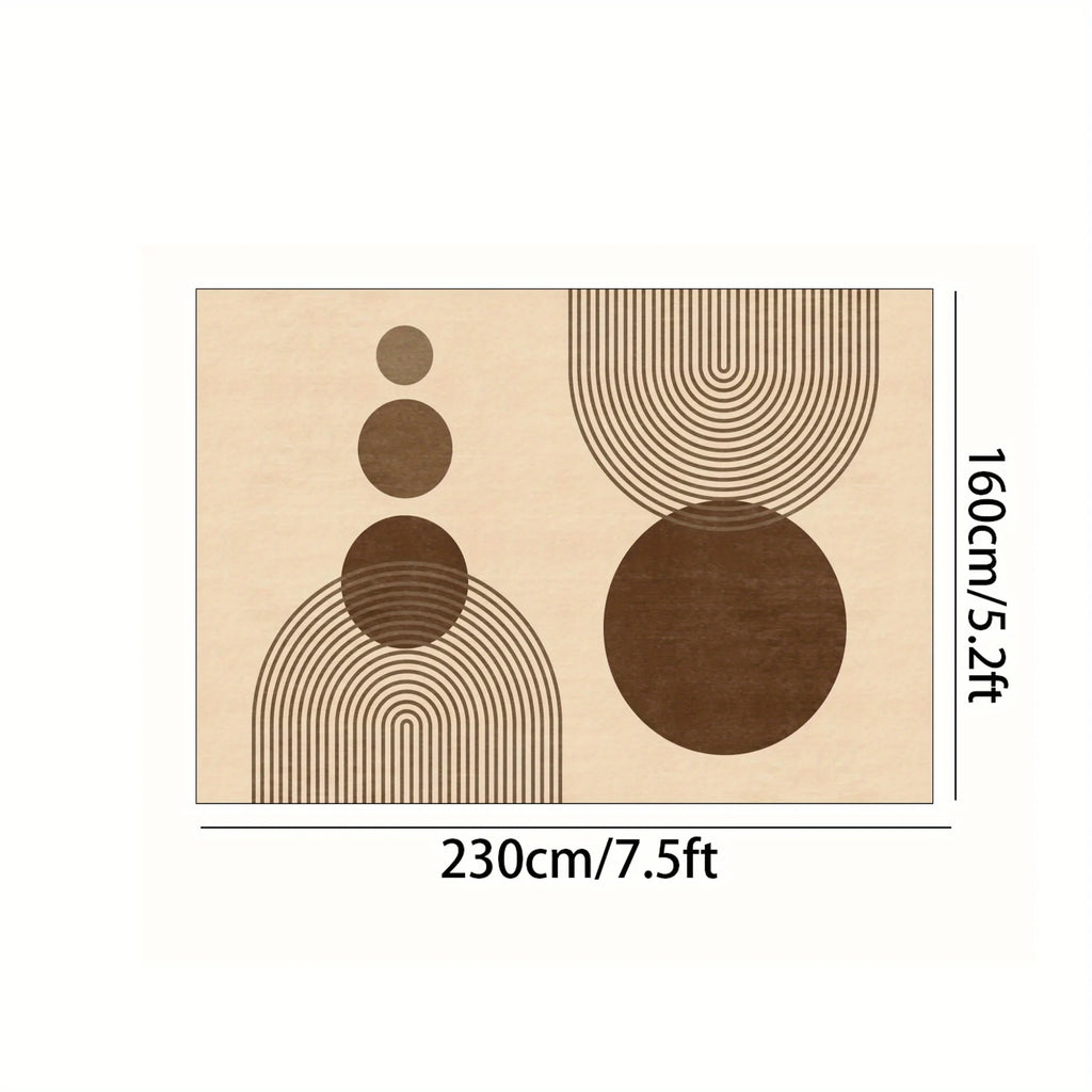 Cream Style Living Room Carpet Soft Modern Geometric Rug Non Slip Easy Clean Bedroom Office Floor Mat