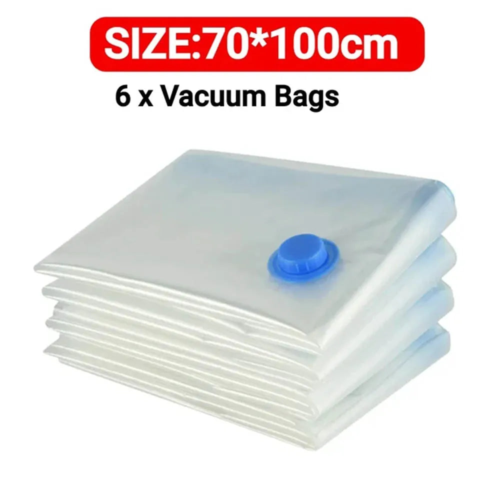 Reusable Vacuum Storage Bags with Hand Pump Space Saving Compression Organizer