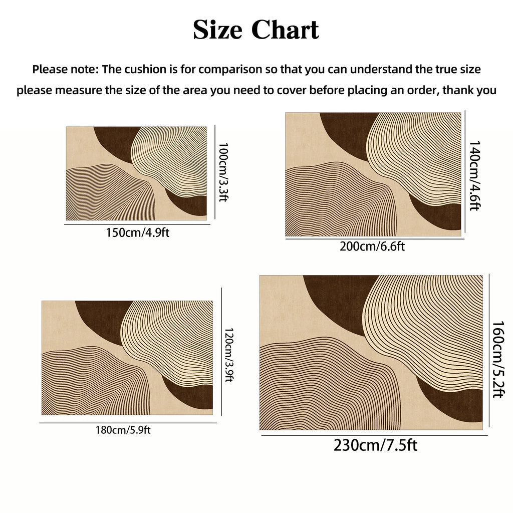 Cream Style Living Room Carpet Soft Modern Geometric Rug Non Slip Easy Clean Bedroom Office Floor Mat
