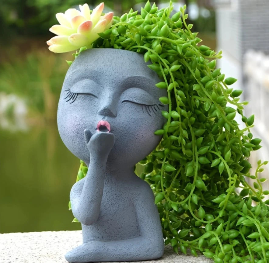 Creative Doll Resin Flower Pot Human Head Succulent Planter