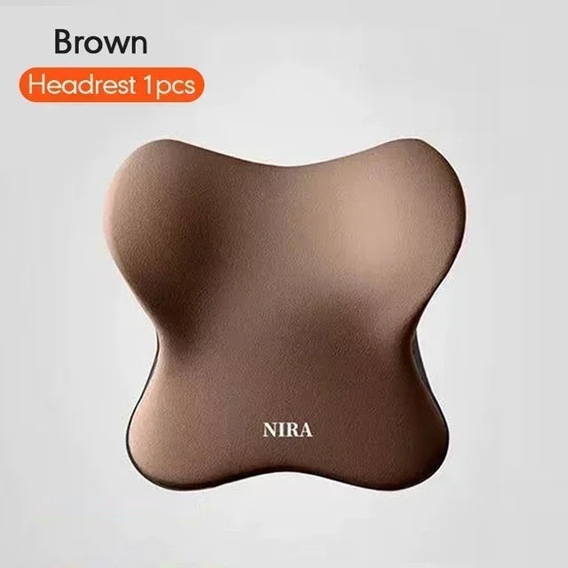 Memory Foam Car Lumbar and Neck Support Cushion Set Ergonomic Back and Headrest Pillow