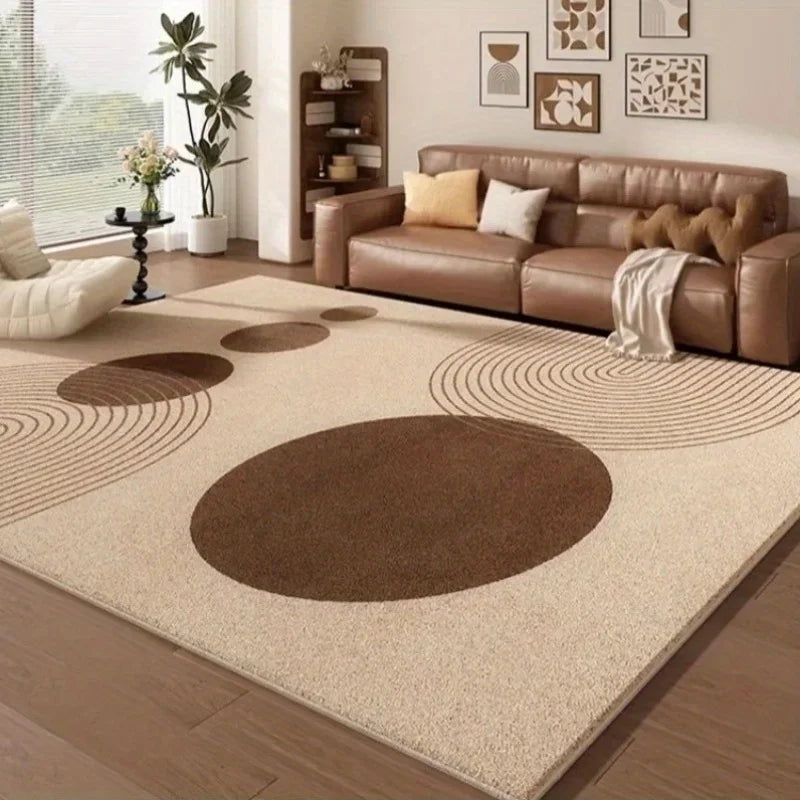 Cream Style Living Room Carpet Soft Modern Geometric Rug Non Slip Easy Clean Bedroom Office Floor Mat