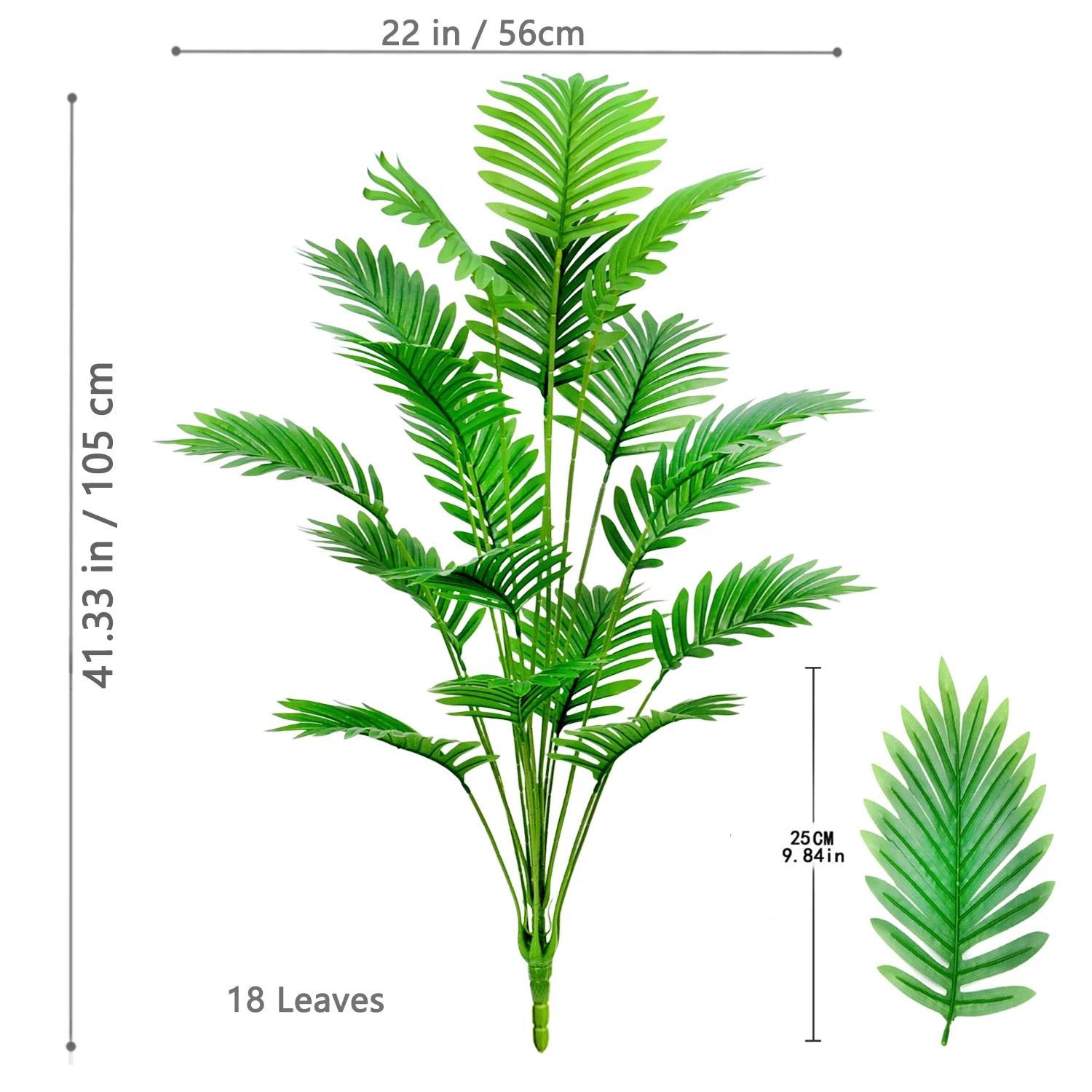 Artificial Palm Tree Decorative Leaves Tropical Fake Plant for Home and Garden Decoration