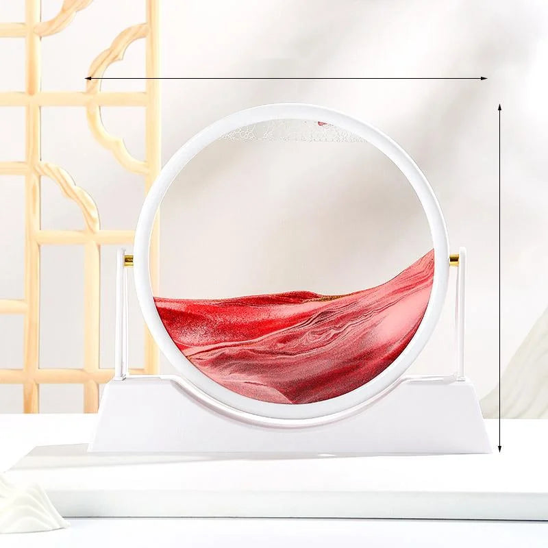 360 Rotating Sandscape Moving Sand Art Glass Frame Flowing Sand Decor Round Display Home Office Decoration