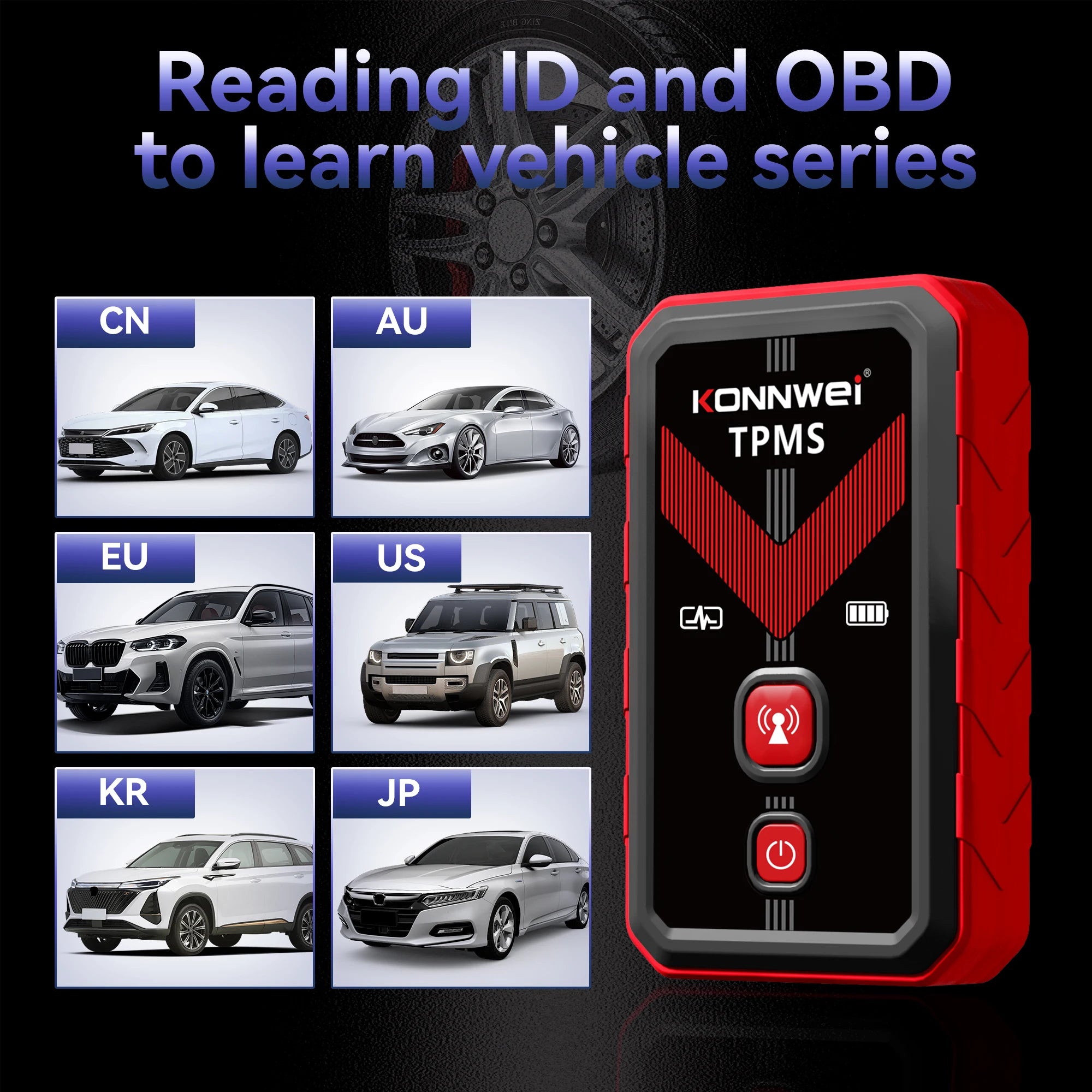 Konnwei TK100 TPMS Programming Tool Wireless OBD Relearn Device for Tire Pressure Sensors