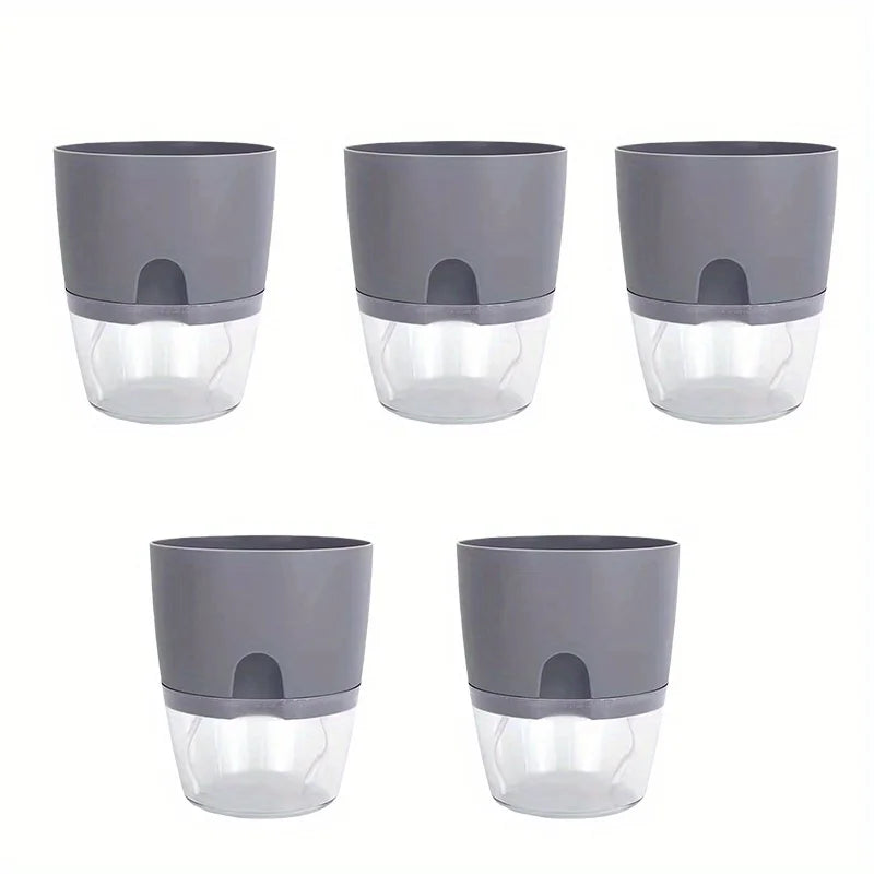 Self-Watering Plant Pots Set (5 or 10 Pack) – Double-Layer Hydroponic Flower & Succulent Planters for Home & Office Décor