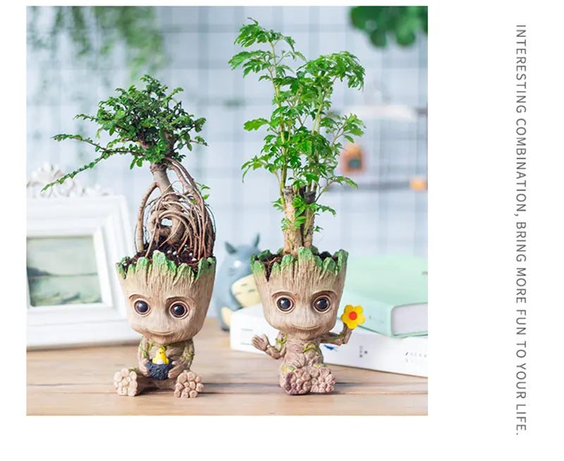 Mini Groot Figurine Home Decor Cartoon Tree Man Desk Ornament Creative Plant Holder Gift