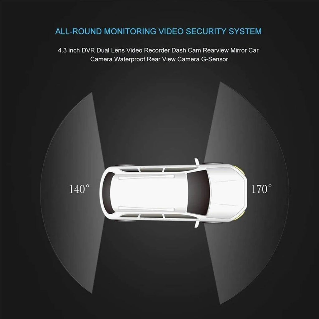 1080P Dual Lens Rearview Mirror Dash Cam 4.3 Inch Car DVR Video Recorder with Parking Monitor
