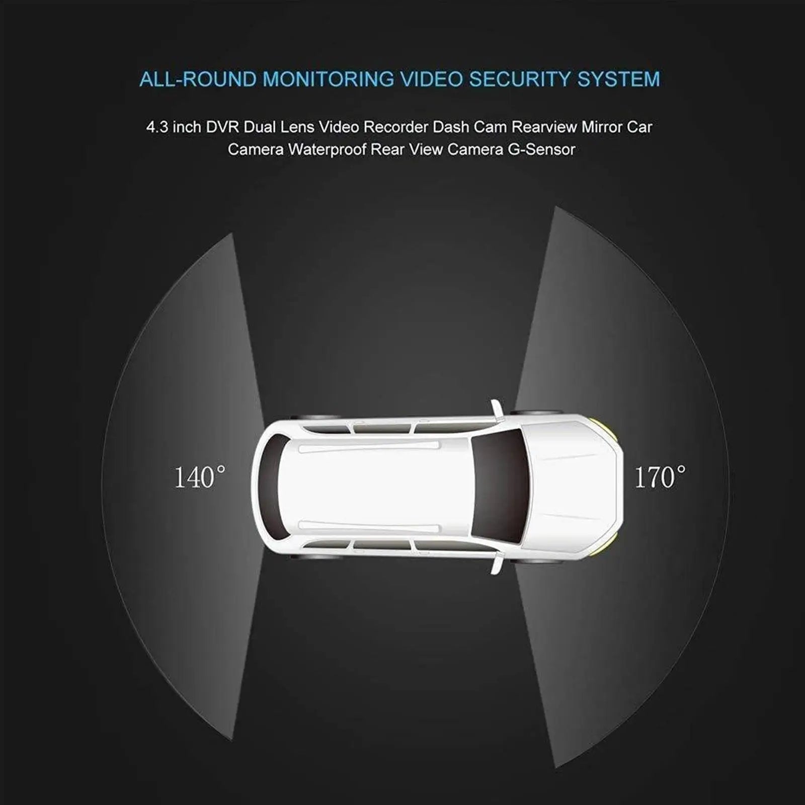 1080P Dual Lens Rearview Mirror Dash Cam 4.3 Inch Car DVR Video Recorder with Parking Monitor