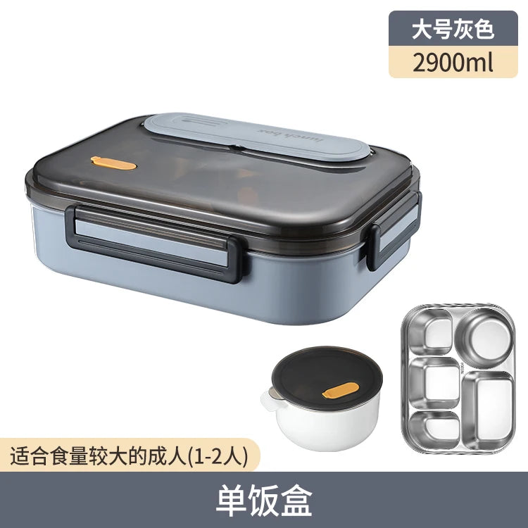 Stainless Steel Kids Lunch Box Compartment Bento Container Insulated Food Storage with Bag for School