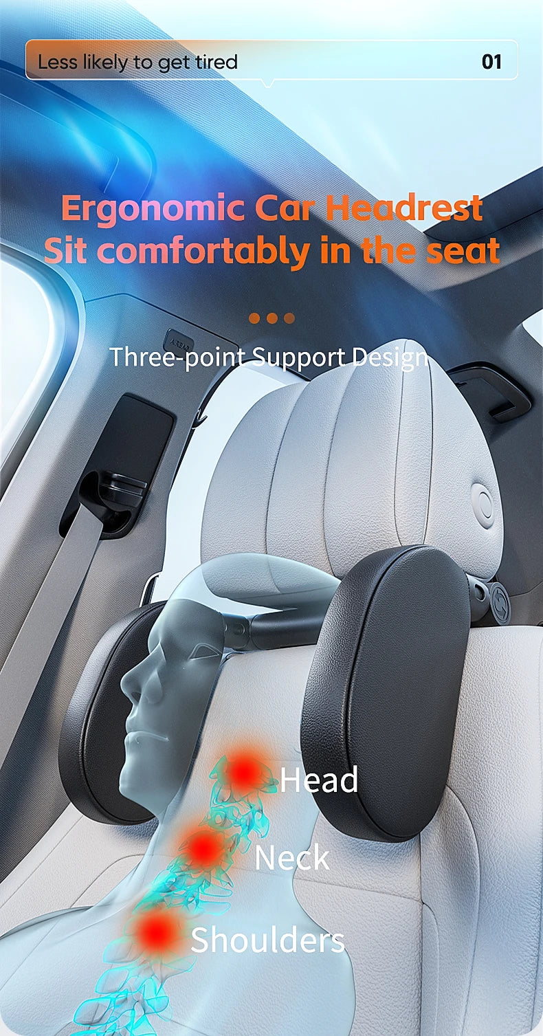 Memory Foam Car Neck Pillow Adjustable Travel Headrest Cushion Universal Fit
