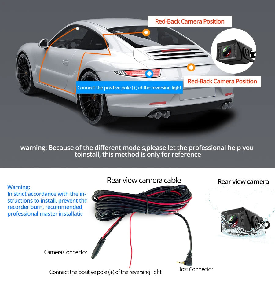 Acceo 4K Dashcam 9.66'' Touch Screen Car Mirror Video Recorder Support 2.5K Rear View Camera WIFI GPS ADAS Dash Camera Black Box